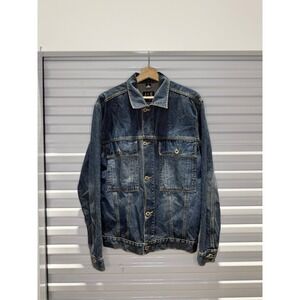 Joe Urban Mens Denim Trucker Jacket Medium Blue Faded type 2